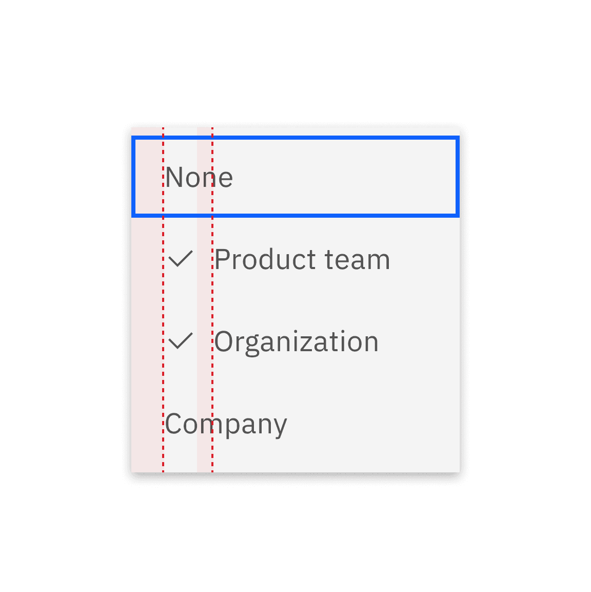 Do not create mixed alignments with unselected and selected items